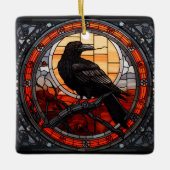 Het Spooky Raven Glas in lood Keramisch Ornament (Voorkant)