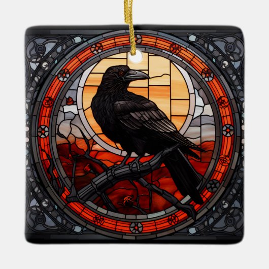 Het Spooky Raven Glas in lood Keramisch Ornament (Voorkant)