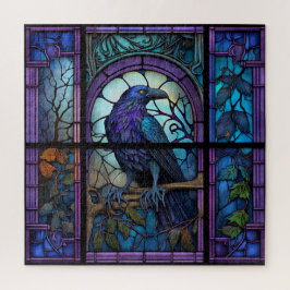 Het Spooky Raven Glas in lood Legpuzzel