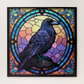 Het Spooky Raven Glas in lood Legpuzzel (Verticaal)