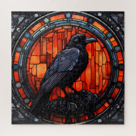 Het Spooky Raven Glas in lood Legpuzzel