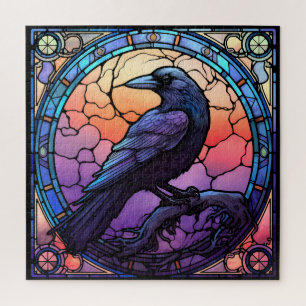 Het Spooky Raven Glas in lood Legpuzzel