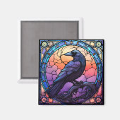 Het Spooky Raven Glas in lood Magneet (Voorkant / Achterkant)