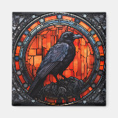 Het Spooky Raven Glas in lood Magneet (Voorkant)