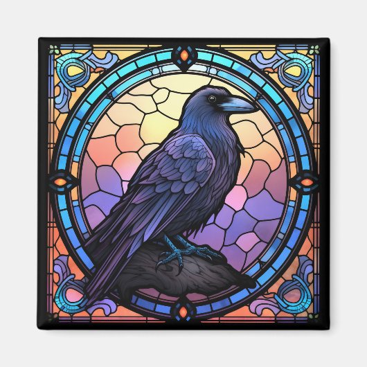 Het Spooky Raven Glas in lood Magneet (Voorkant)