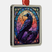 Het Spooky Raven Glas in lood Metalen Ornament (Rechts)