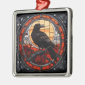 Het Spooky Raven Glas in lood Metalen Ornament (Links)