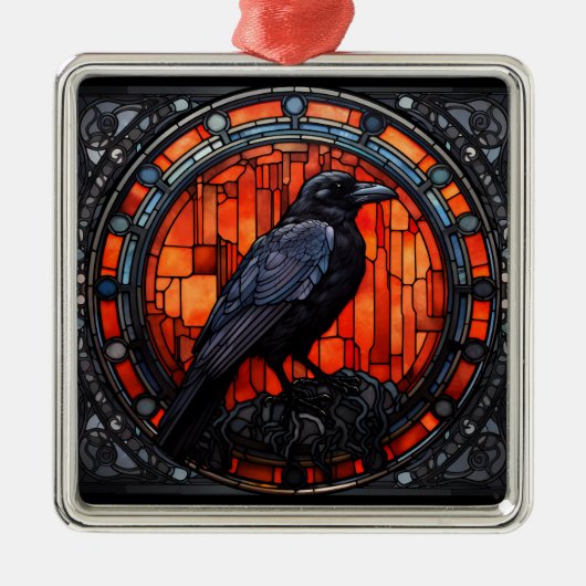 Het Spooky Raven Glas in lood Metalen Ornament (Voorkant)