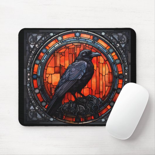 Het Spooky Raven Glas in lood Muismat (Met muis)
