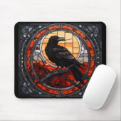 Het Spooky Raven Glas in lood Muismat (Met muis)