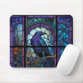 Het Spooky Raven Glas in lood Muismat (Met muis)