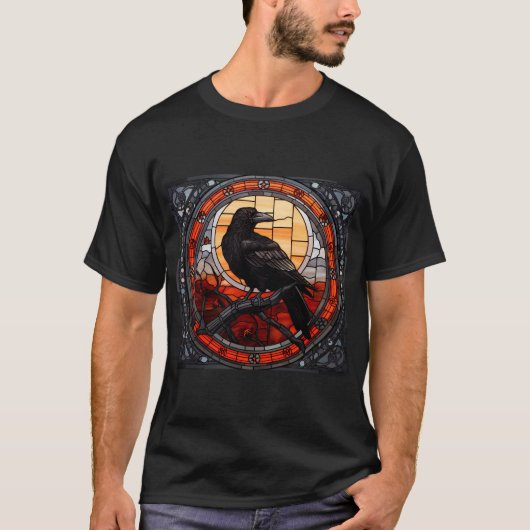 Het Spooky Raven Glas in lood T-shirt (Voorkant)