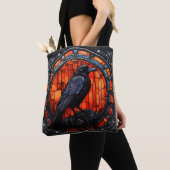 Het Spooky Raven Glas in lood Tote Bag (Dichtbij)