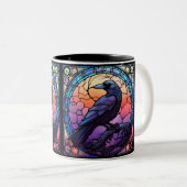Het Spooky Raven Glas in lood Tweekleurige Koffiemok (Voorkant rechts)