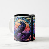 Het Spooky Raven Glas in lood Tweekleurige Koffiemok (Voorkant links)