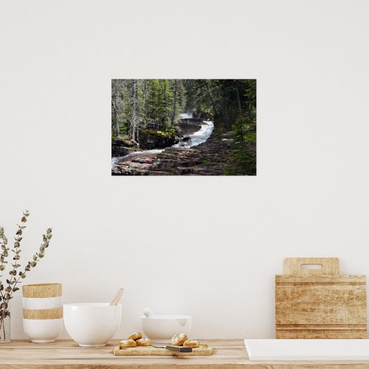 Het spoor naar Virginia Herfsten, Glacier Park MT. Poster (Keuken)