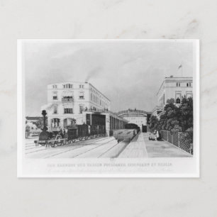 Het spoorwegstation van de trein Berlijn-Potsdam Briefkaart