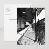 Het spoorwegstation zwart-wit schetsen briefkaart (Voorkant / Achterkant)