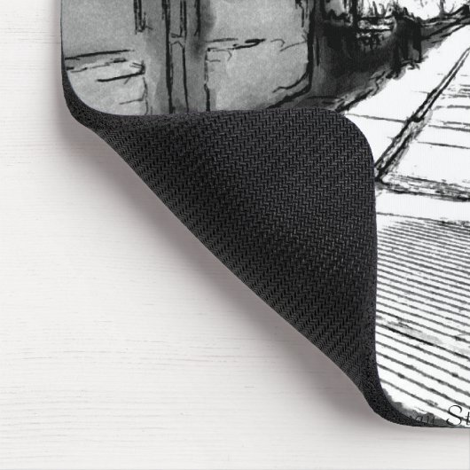 Het spoorwegstation zwart-wit schetsen muismat (Hoek)