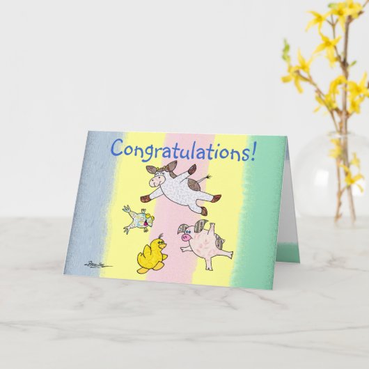 Het springen voor Vreugde Kaart (Gele Bloem)