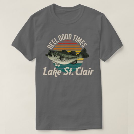 Het St Clair Reel Good Times Lakes Fisherman Vint T-shirt (Design voorkant)