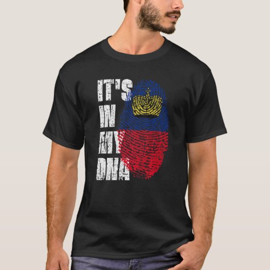 Het staat in mijn DNA Liechtensteiner vlag T-shirt (Voorkant)