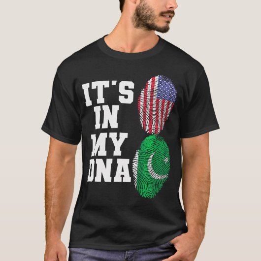 Het staat in mijn DNA Pakistaanse vlag Amerikaanse T-shirt (Voorkant)