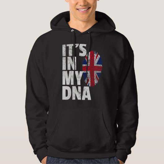 Het staat in mijn DNA UK England Union Jack vlag Hoodie (Voorkant)
