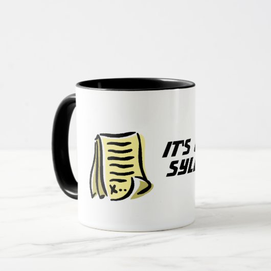 Het staat op de syllabus. mok (Voorkant links)