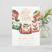 Het staat op het punt om een lelijk trui kerstfees kaart (Staand voorkant)