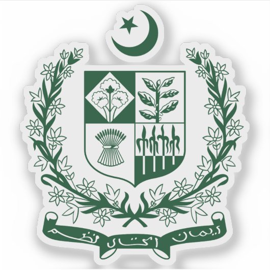 Het staatsembleem van Pakistan Sticker (Voorkant)