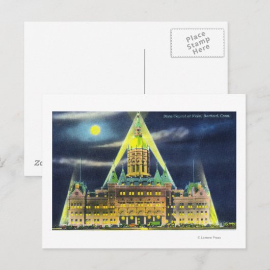 Het Staatskapitolgebouw te nacht Briefkaart (Voorkant / Achterkant)