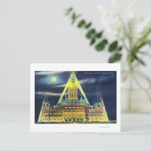 Het Staatskapitolgebouw te nacht Briefkaart (Staand voorkant)