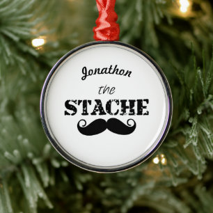 Het Stache Mustache Pattern Metalen Ornament