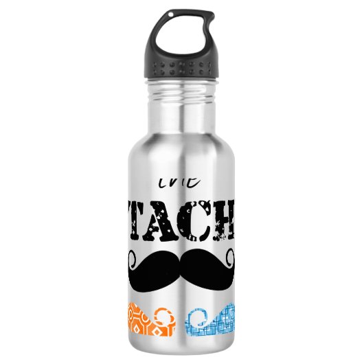 Het Stache Mustache Pattern Waterfles (Voorkant)