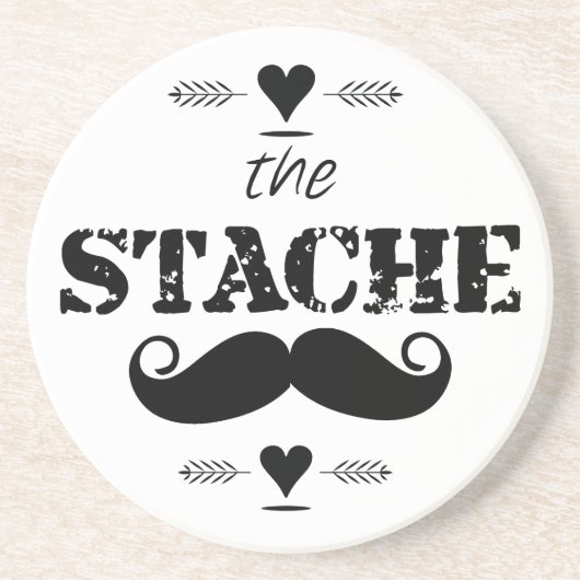Het Stache Mustache Pattern Zandsteen Onderzetter (Voorkant)