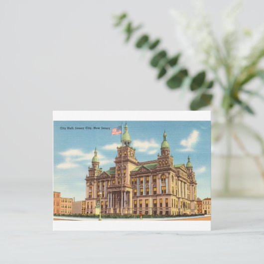 Het stadhuis van Jersey City, NJ Briefkaart (Staand voorkant)