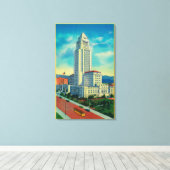 Het stadhuis van Los Angeles Canvas Afdruk (Insitu (Houten vloer))