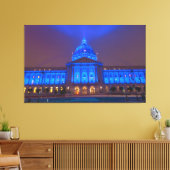 Het stadhuis van San Francisco in blauw licht Canvas Afdruk (Insitu (Woonkamer))