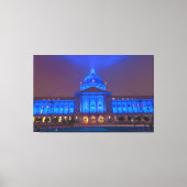Het stadhuis van San Francisco in blauw licht Canvas Afdruk (Voorkant)