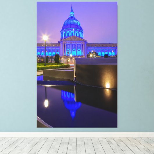Het stadhuis van San Francisco in helder blauw lic Canvas Afdruk (Insitu (Houten vloer))