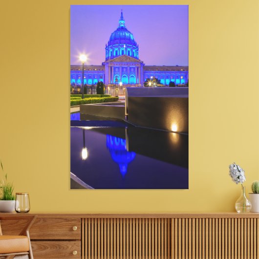 Het stadhuis van San Francisco in helder blauw lic Canvas Afdruk (Insitu (Woonkamer))