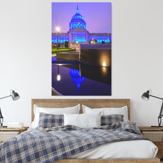 Het stadhuis van San Francisco in helder blauw lic Canvas Afdruk (Insitu (Slaapkamer))