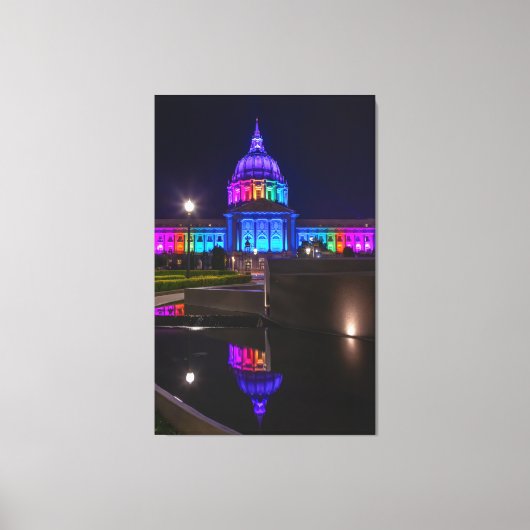 Het stadhuis van San Francisco in regenbooglicht Canvas Afdruk (Voorkant)
