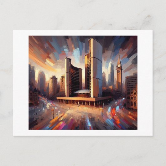 Het stadhuis van Toronto bij nacht, Briefkaart (Voorkant)