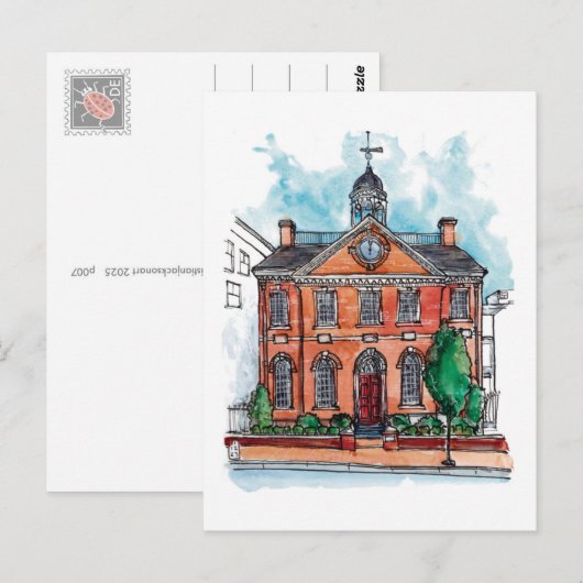 Het stadhuis van Wilmington Delaware Briefkaart (Voorkant / Achterkant)