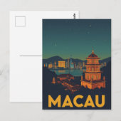 Het stadsbeeld van Macau bij nacht Briefkaart (Voorkant / Achterkant)