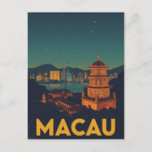 Het stadsbeeld van Macau bij nacht Briefkaart (Voorkant)
