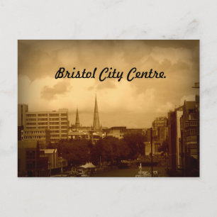 Het stadscentrum van Bristol. In Sepia. Briefkaart