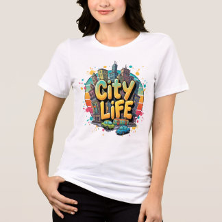 Het stadsleven - Levendige stedelijke skyline en s Tri-Blend Shirt